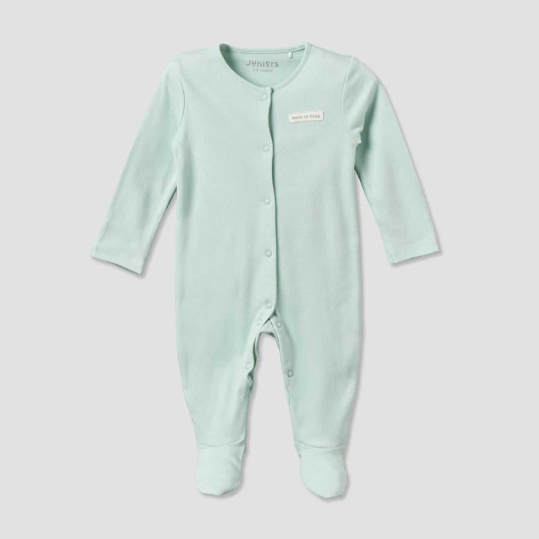 Pack of 2 Juniors Cotton Round Neck Long Sleeves Sleepsuit with Snap Button Closure