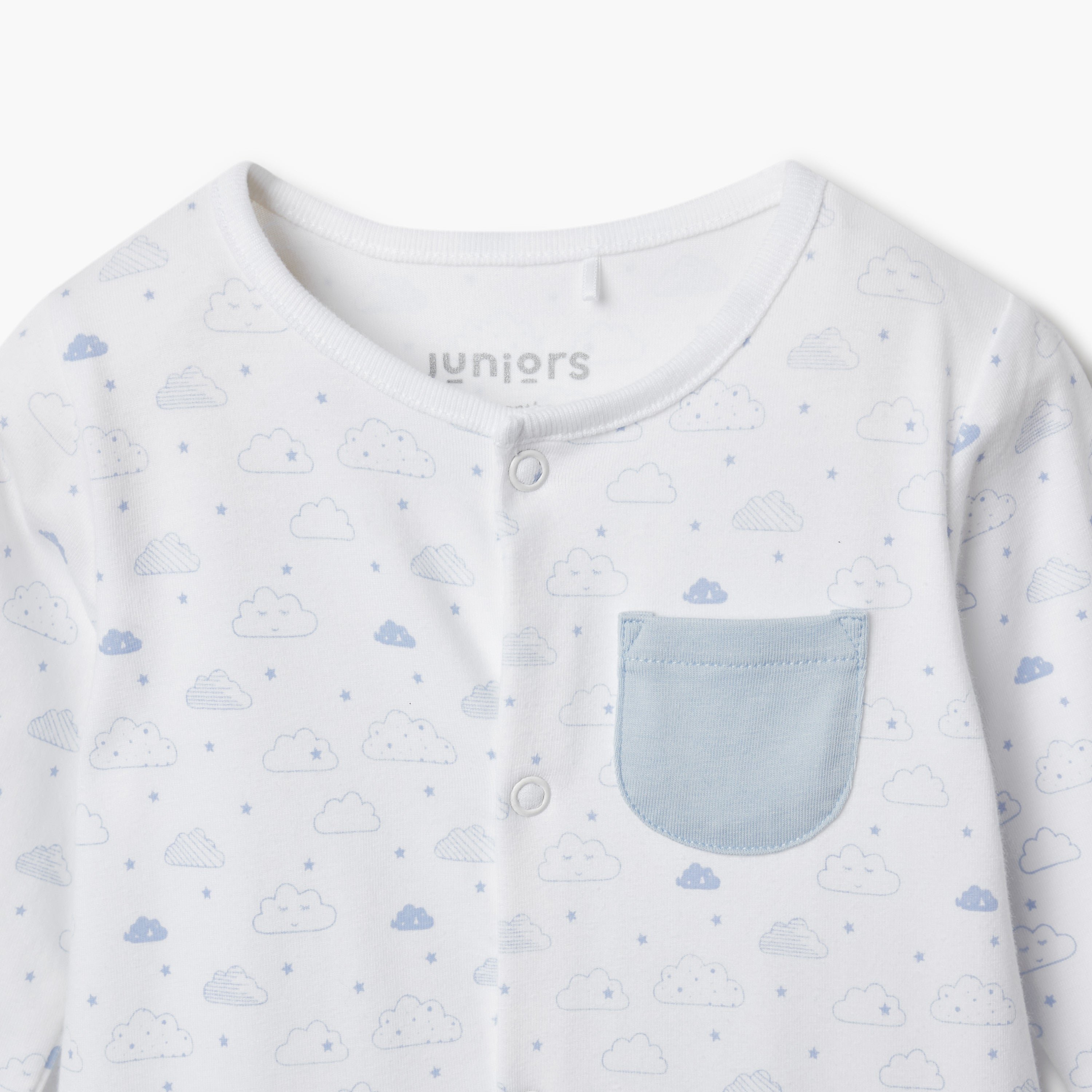 Juniors Assorted Sleepsuit with Long Sleeves and Pocket - Set of 2