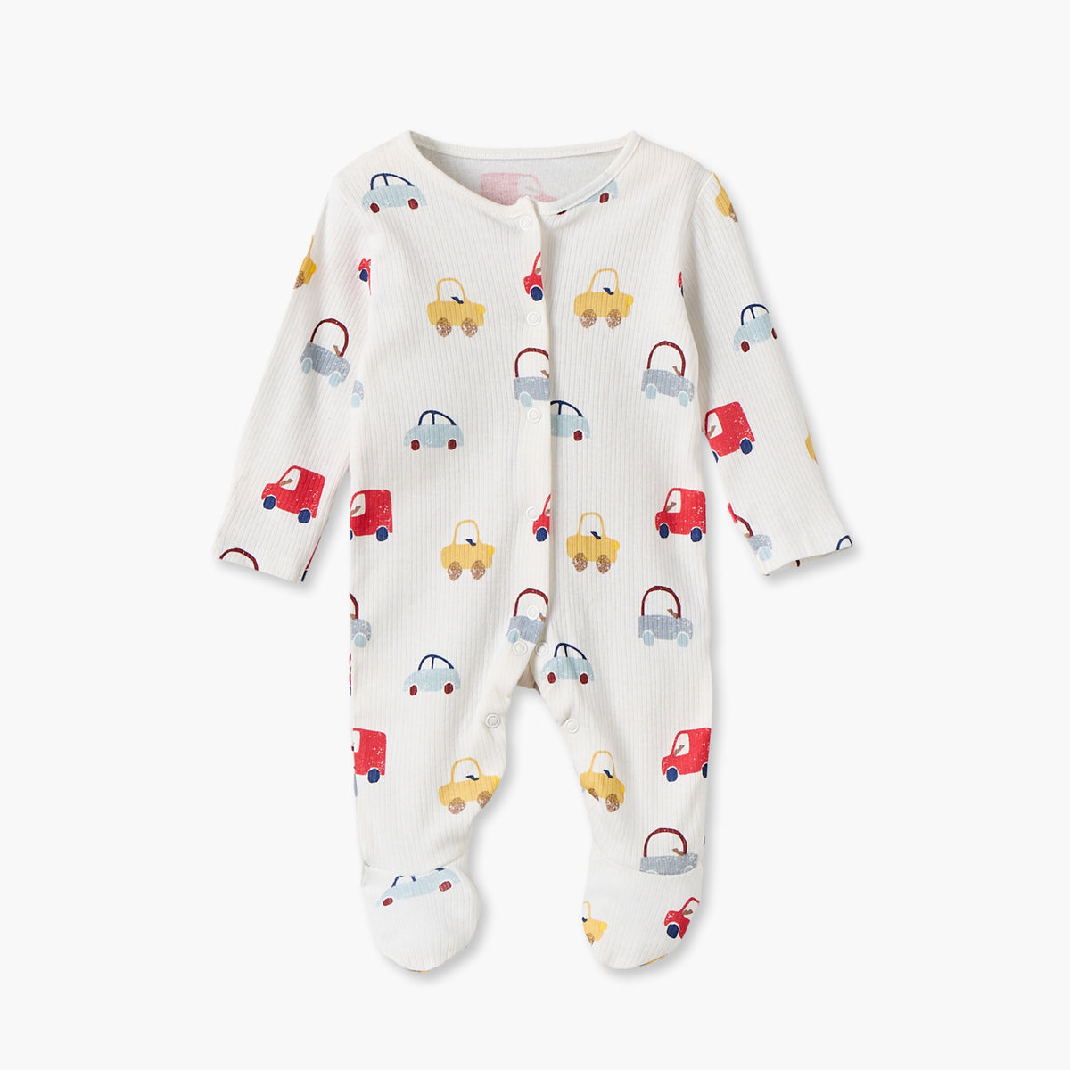 Pack of 3 Juniors Cotton Crew Neck Long Sleeves Sleepsuit Set with Vehicle Print