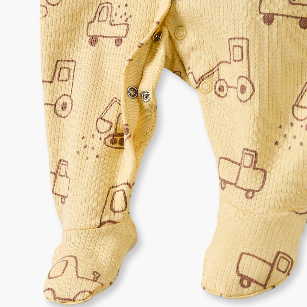 Pack of 3 Juniors Cotton Crew Neck Long Sleeves Sleepsuit Set with Vehicle Print