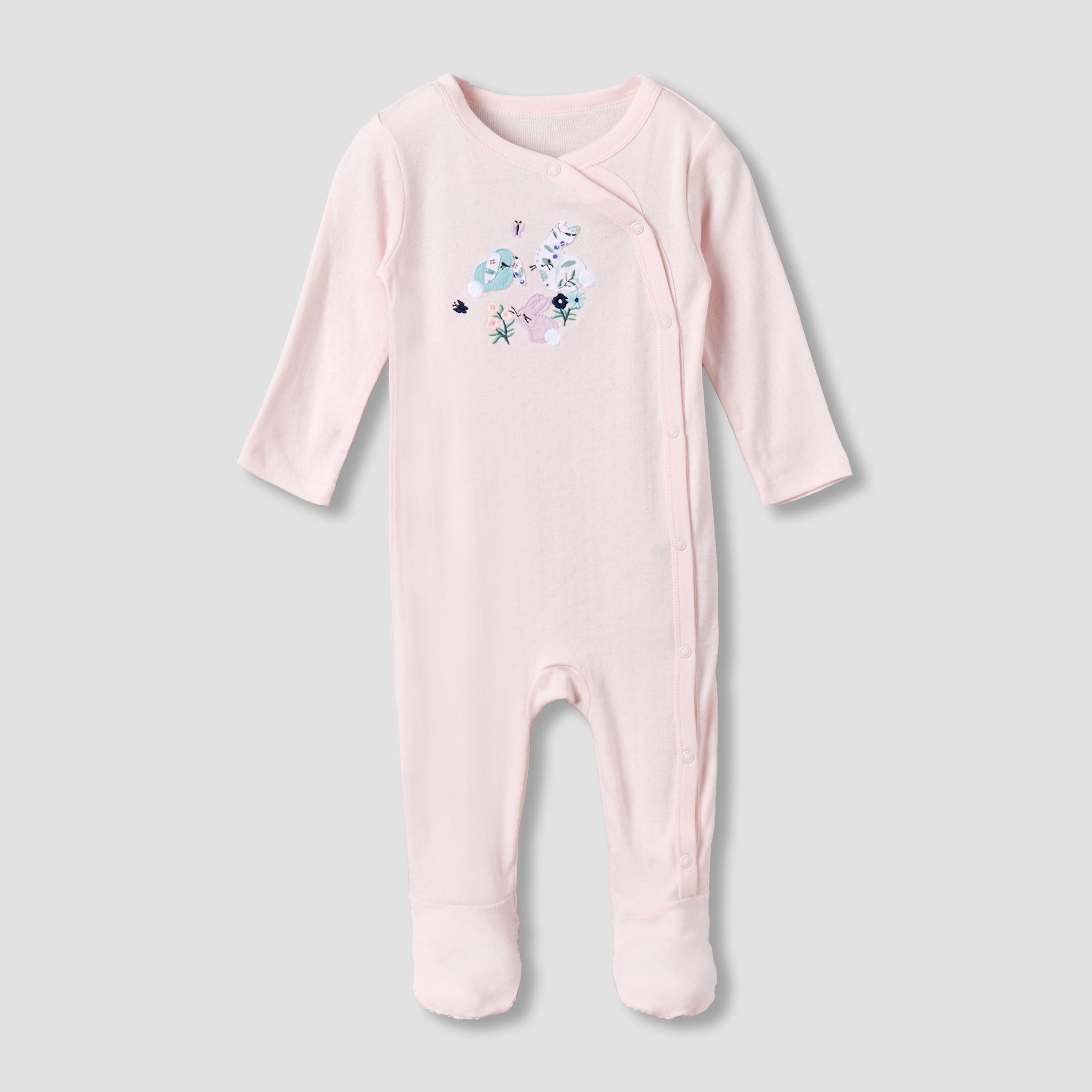 Pack of 3 Juniors Cotton Round Neck Long Sleeves Sleepsuit with Floral Print