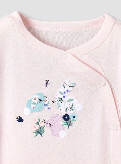 Pack of 3 Juniors Cotton Round Neck Long Sleeves Sleepsuit with Floral Print-baby-girls-clothing-nightwear-sleepsuits-image-6