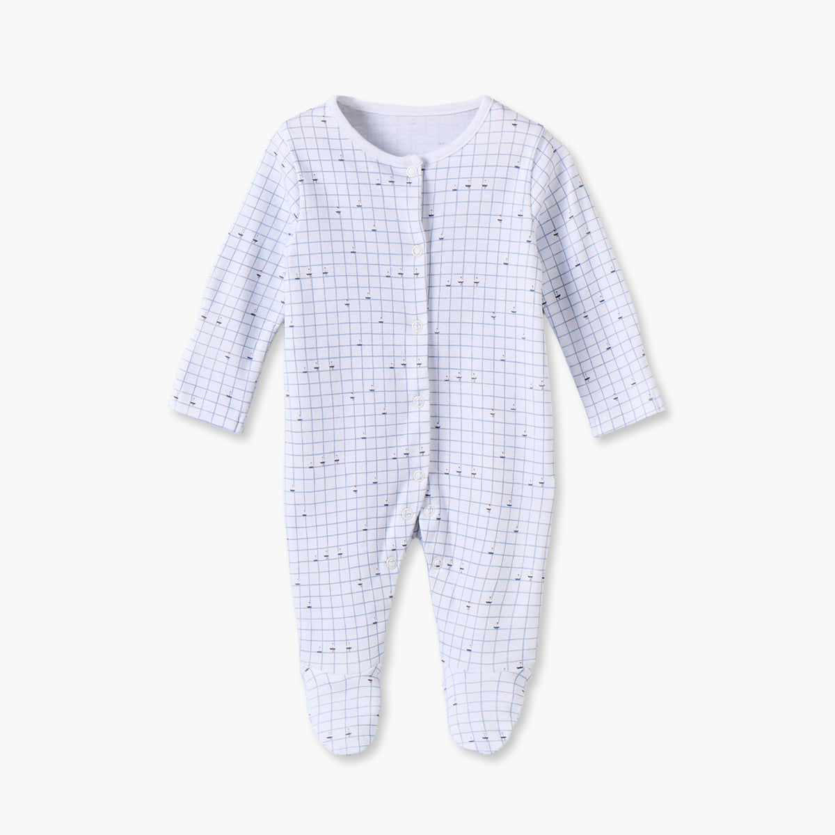 Pack of 3 Juniors Cotton Crew Neck Long Sleeves Sleepsuit Set with Nautical Print