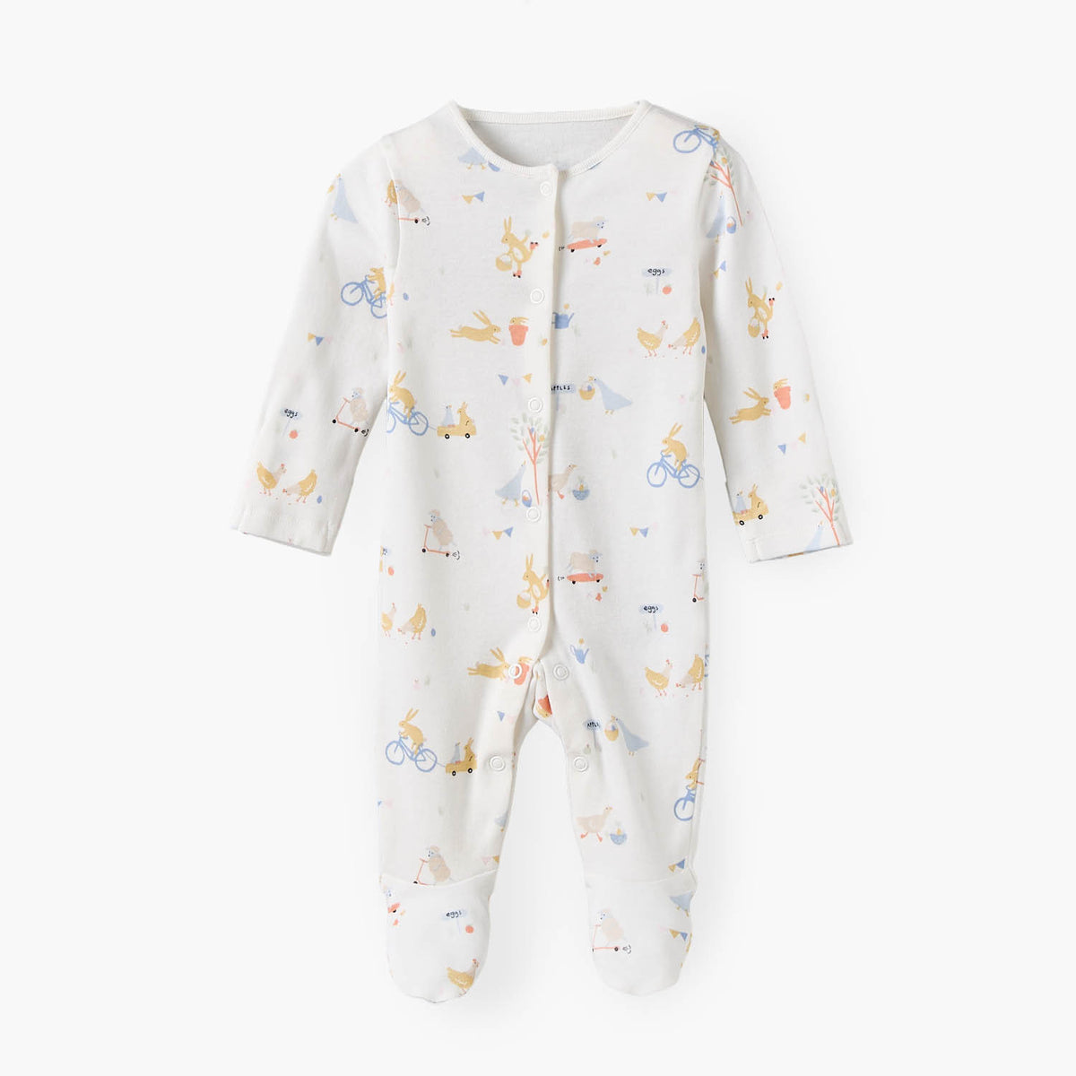 Pack of 3 Juniors Cotton Crew Neck Long Sleeves Sleepsuit with Bunny Print