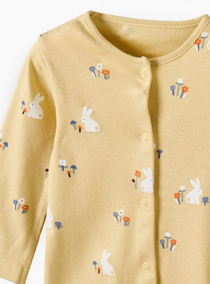 Pack of 3 Juniors Cotton Crew Neck Long Sleeves Sleepsuit with Bunny Print-baby-girls-clothing-nightwear-sleepsuits-image-6