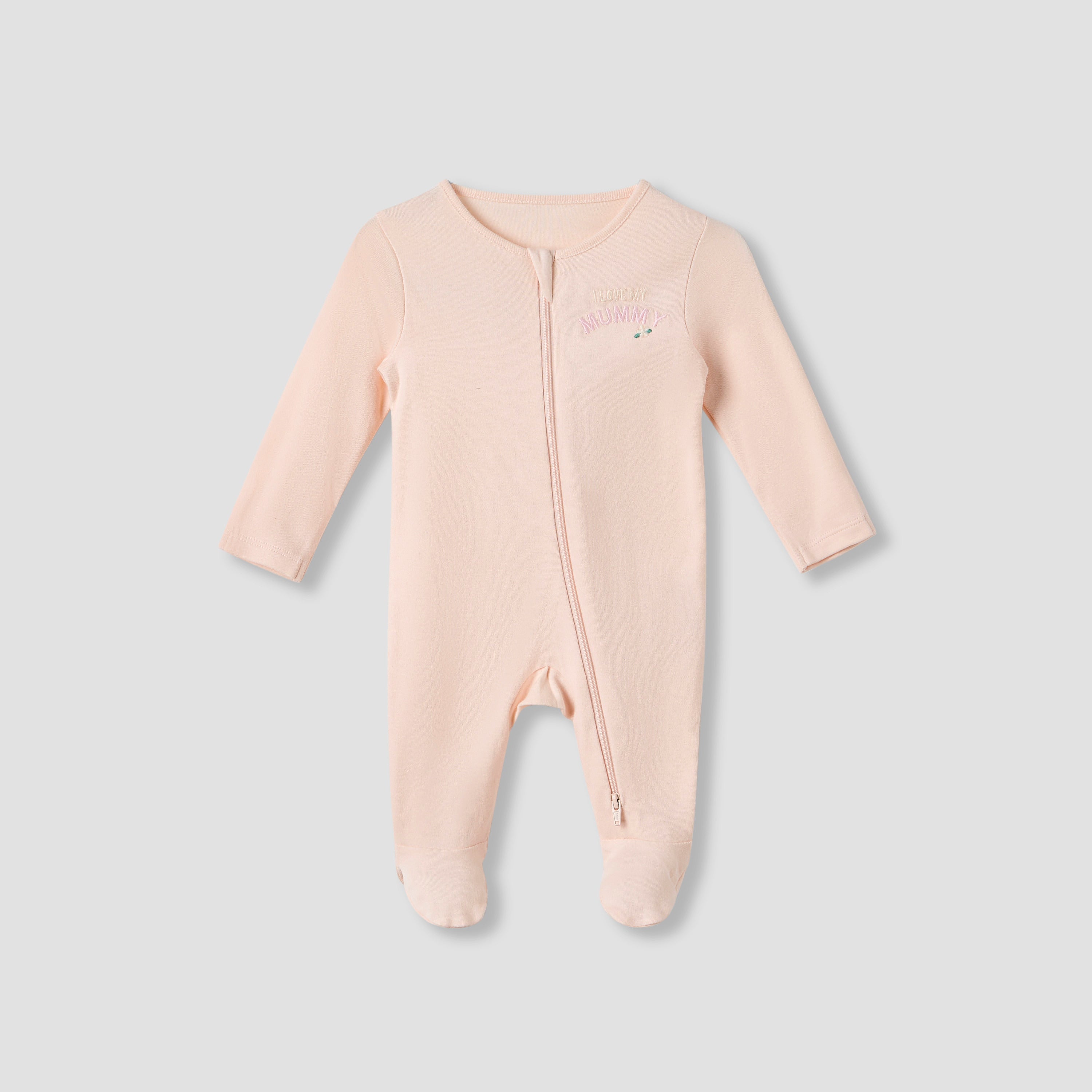 Juniors Round Neck Sleepsuit with Closed Feet - Cotton - Long Sleeves - Set of 3