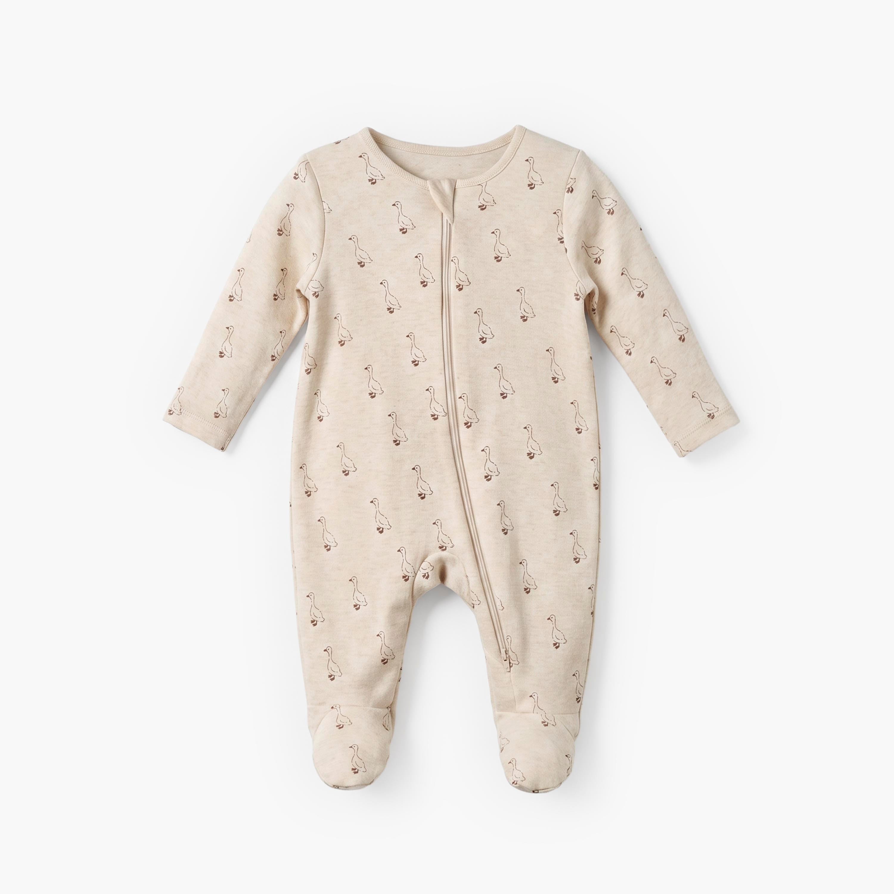 Pack of 3 Juniors Cotton Round Neck Long Sleeves Sleepsuit with Duck Print