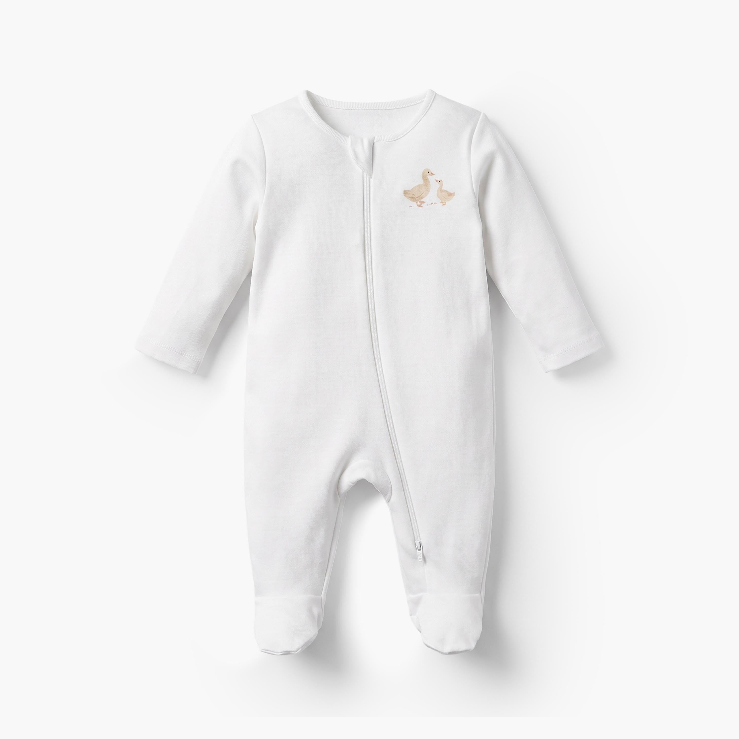 Pack of 3 Juniors Cotton Round Neck Long Sleeves Sleepsuit with Duck Print