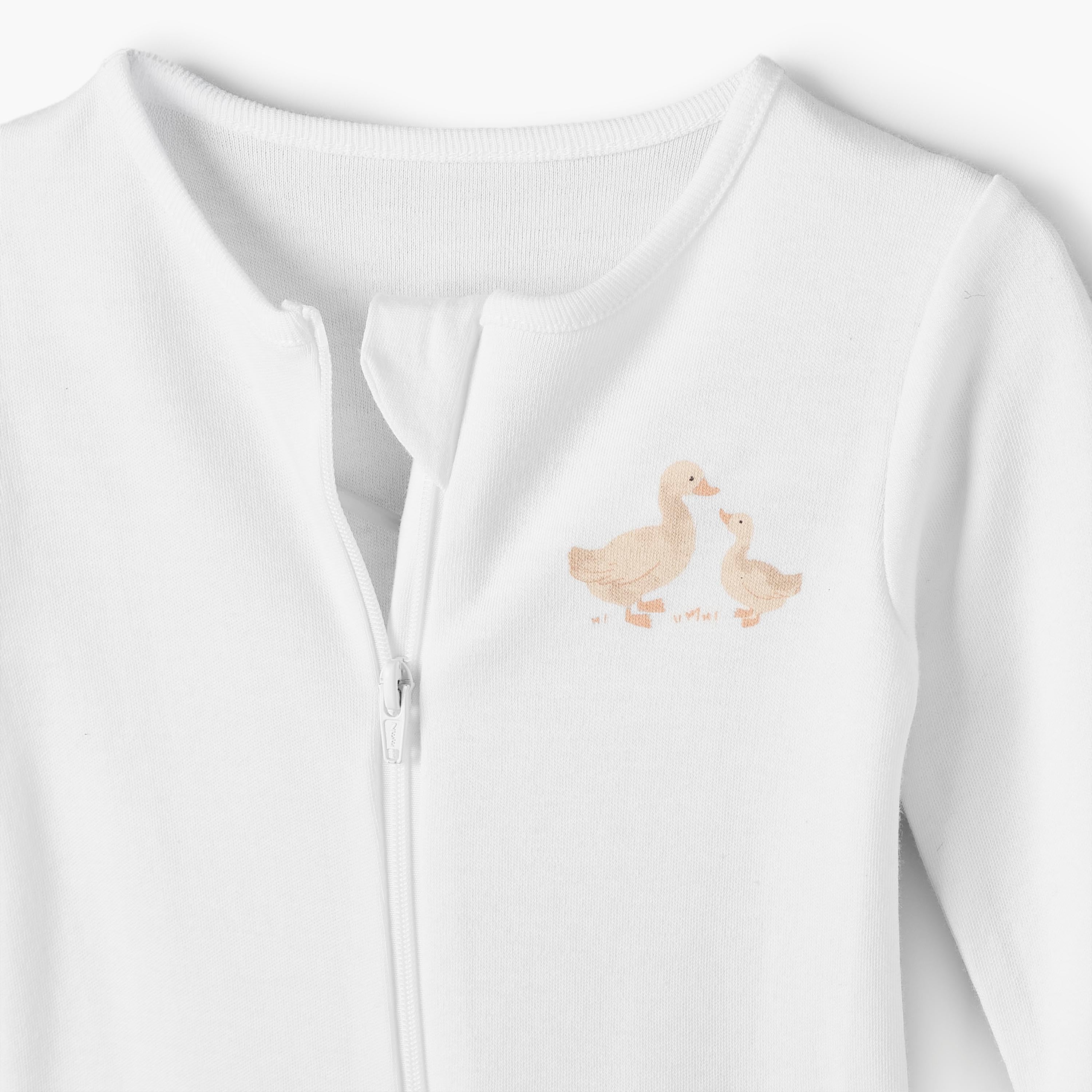Pack of 3 Juniors Cotton Round Neck Long Sleeves Sleepsuit with Duck Print