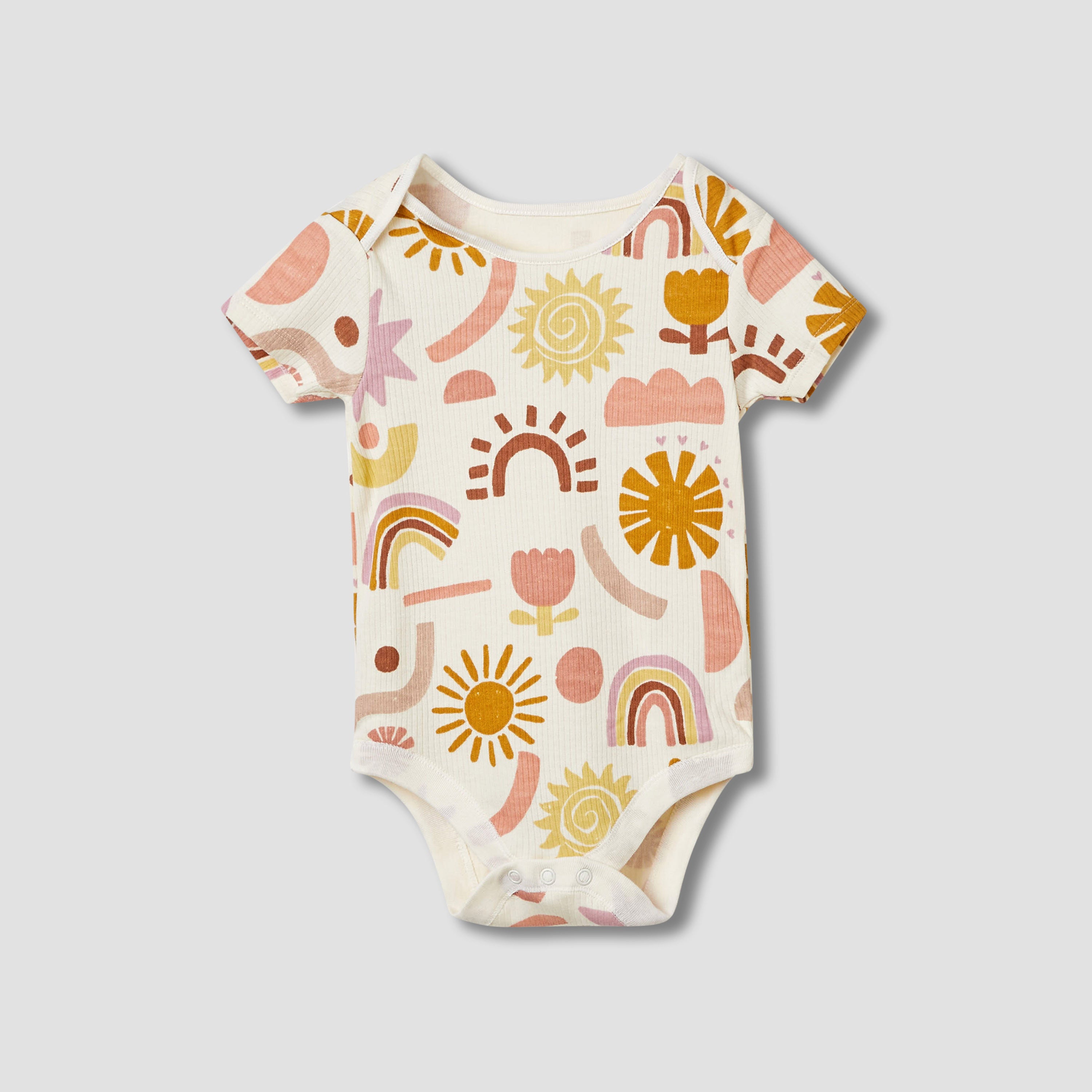 Juniors Assorted Bodysuit with Short Sleeves and Button Closure - Set of 3