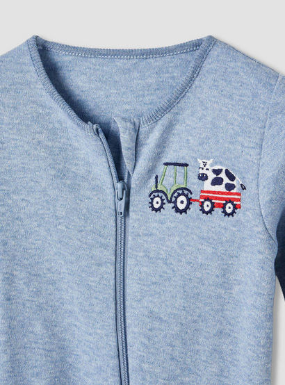 Juniors Round Neck Sleepsuit with Closed Feet - Cotton - Long Sleeves - Set of 3-baby-boys-clothing-nightwear-sleepsuits-image-5