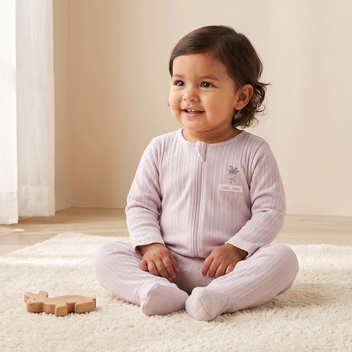 Pack of 3 Juniors Cotton Crew Neck Long Sleeves Sleepsuit with Fairy Print