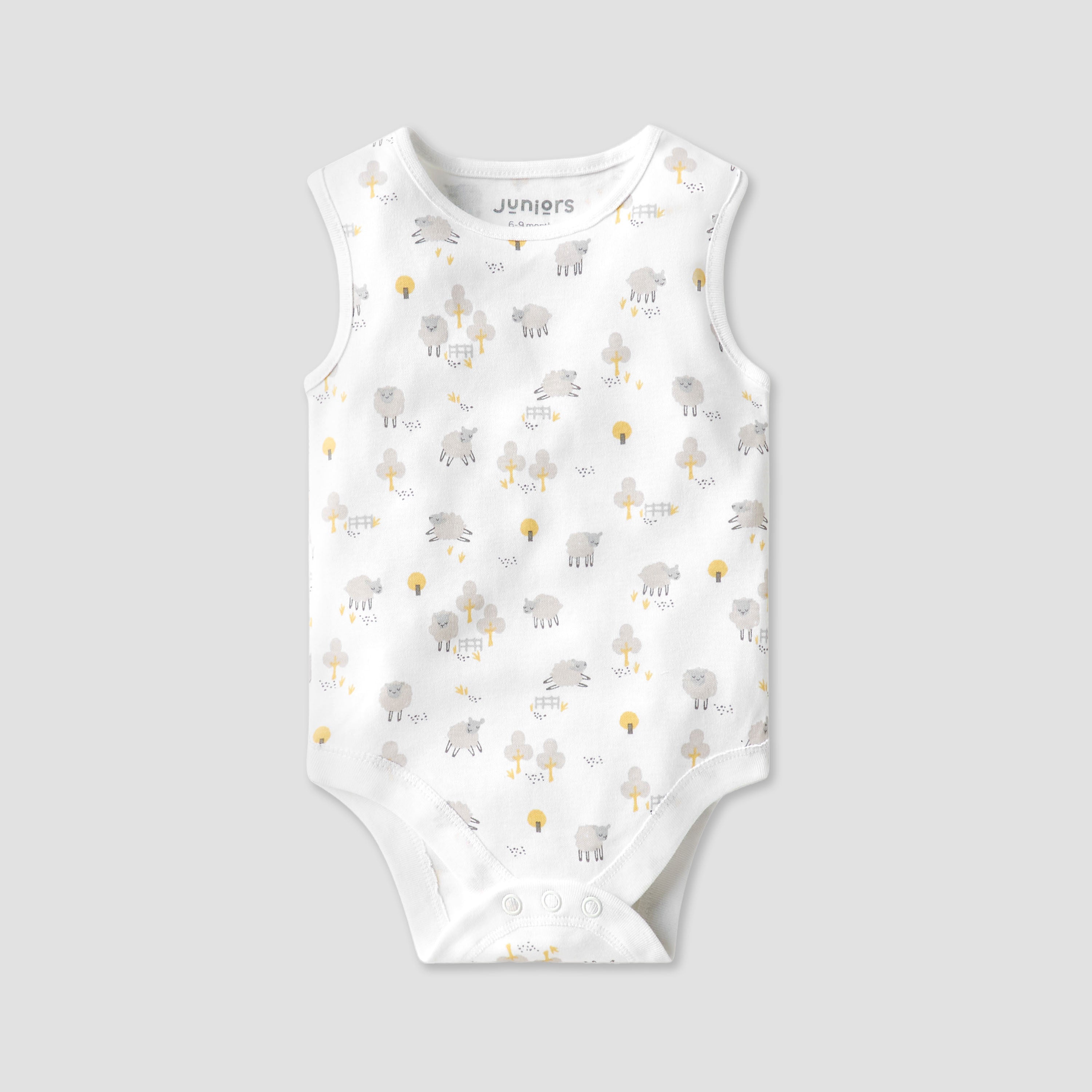 Juniors Printed Sleeveless Bodysuit with Button Closure - Set of 7