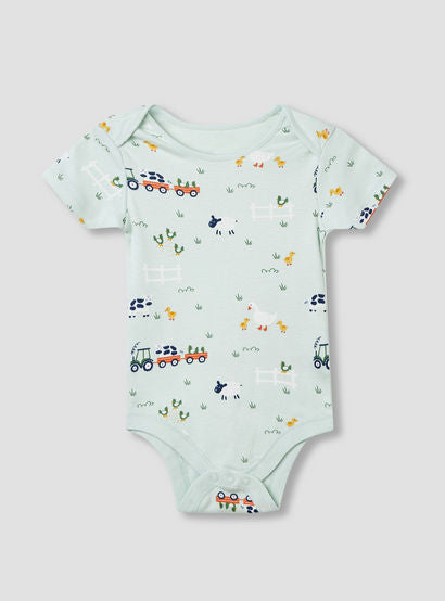 Juniors Farm Print Bodysuit with Short Sleeves and Button Closure - Set of 3-baby-boys-clothing-multipacks-image-3