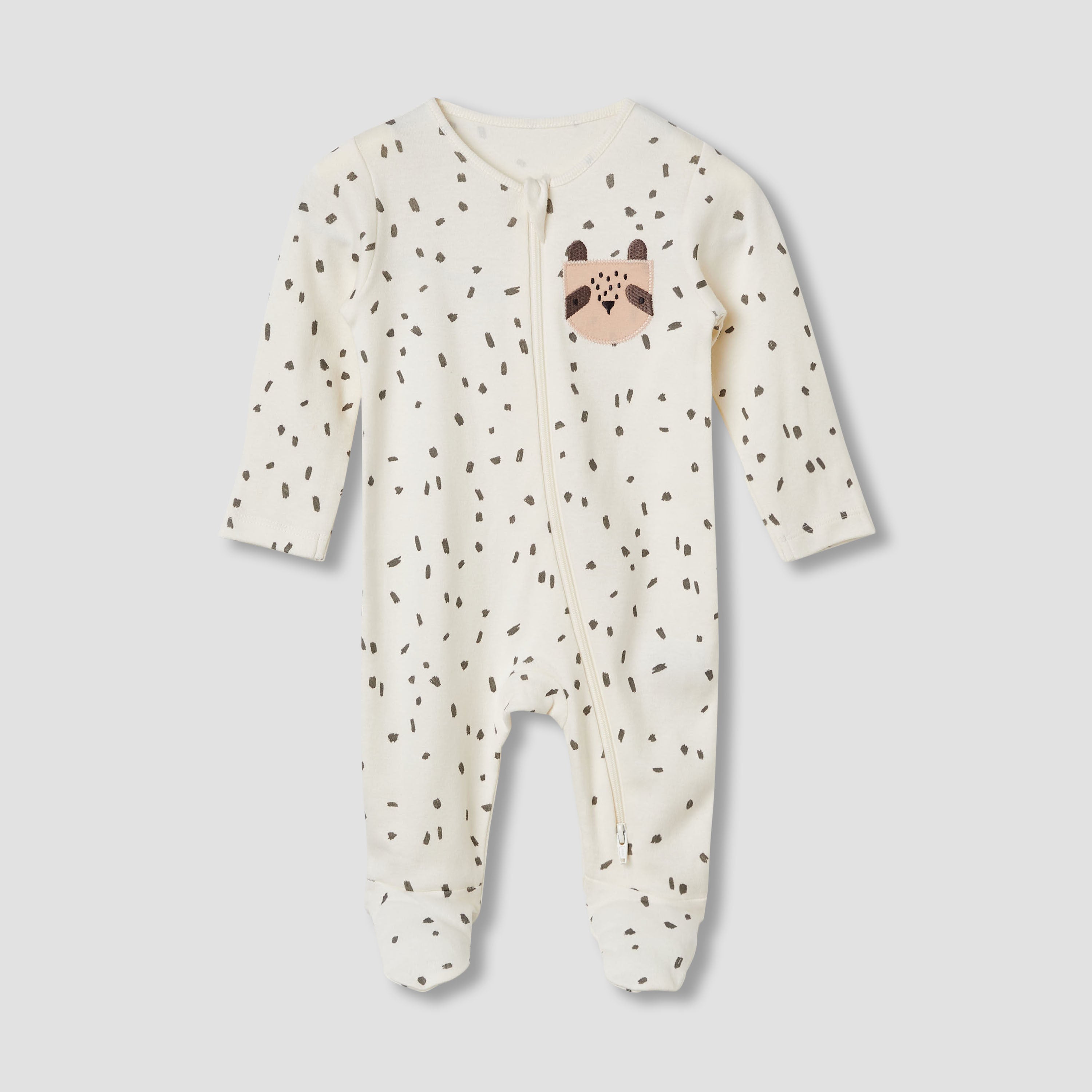 Juniors Cotton Round Neck Long Sleeves Sleepsuit with Safari Print, Set of 3