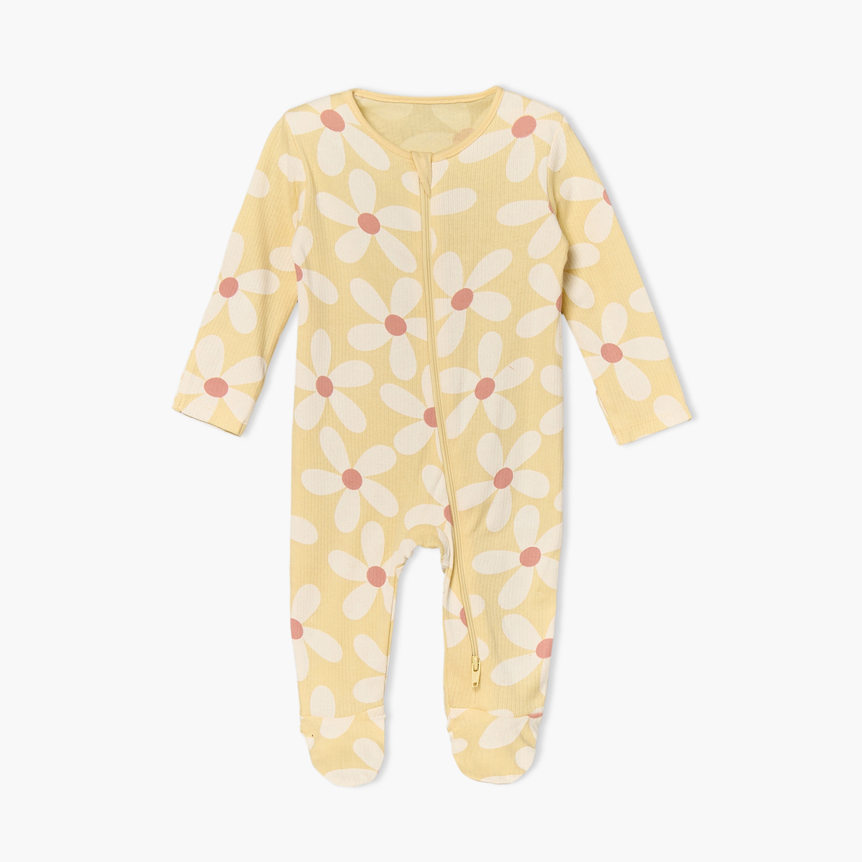 Pack of 3 Juniors Cotton Round Neck Long Sleeves Sleepsuit with Floral Print