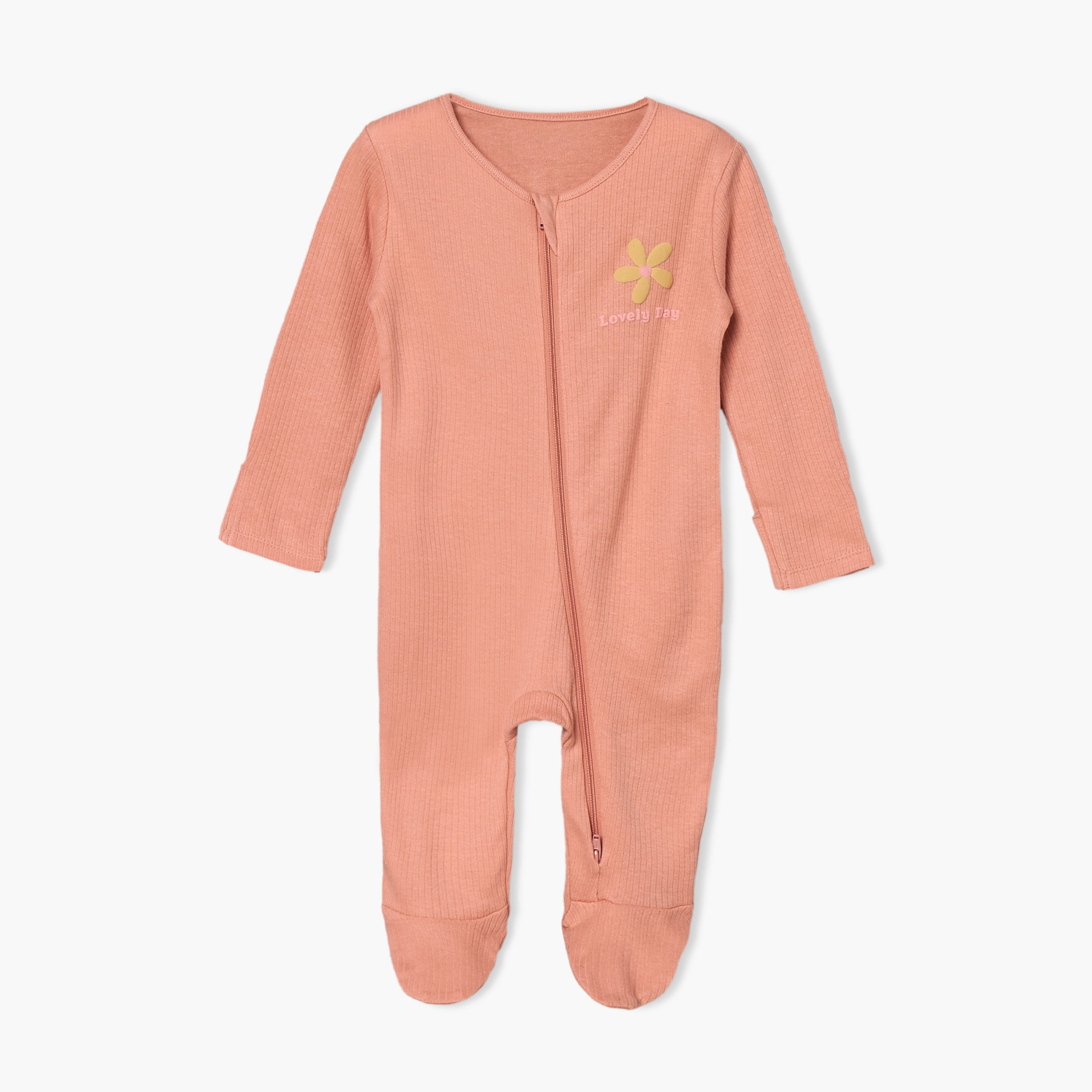 Pack of 3 Juniors Cotton Round Neck Long Sleeves Sleepsuit with Floral Print
