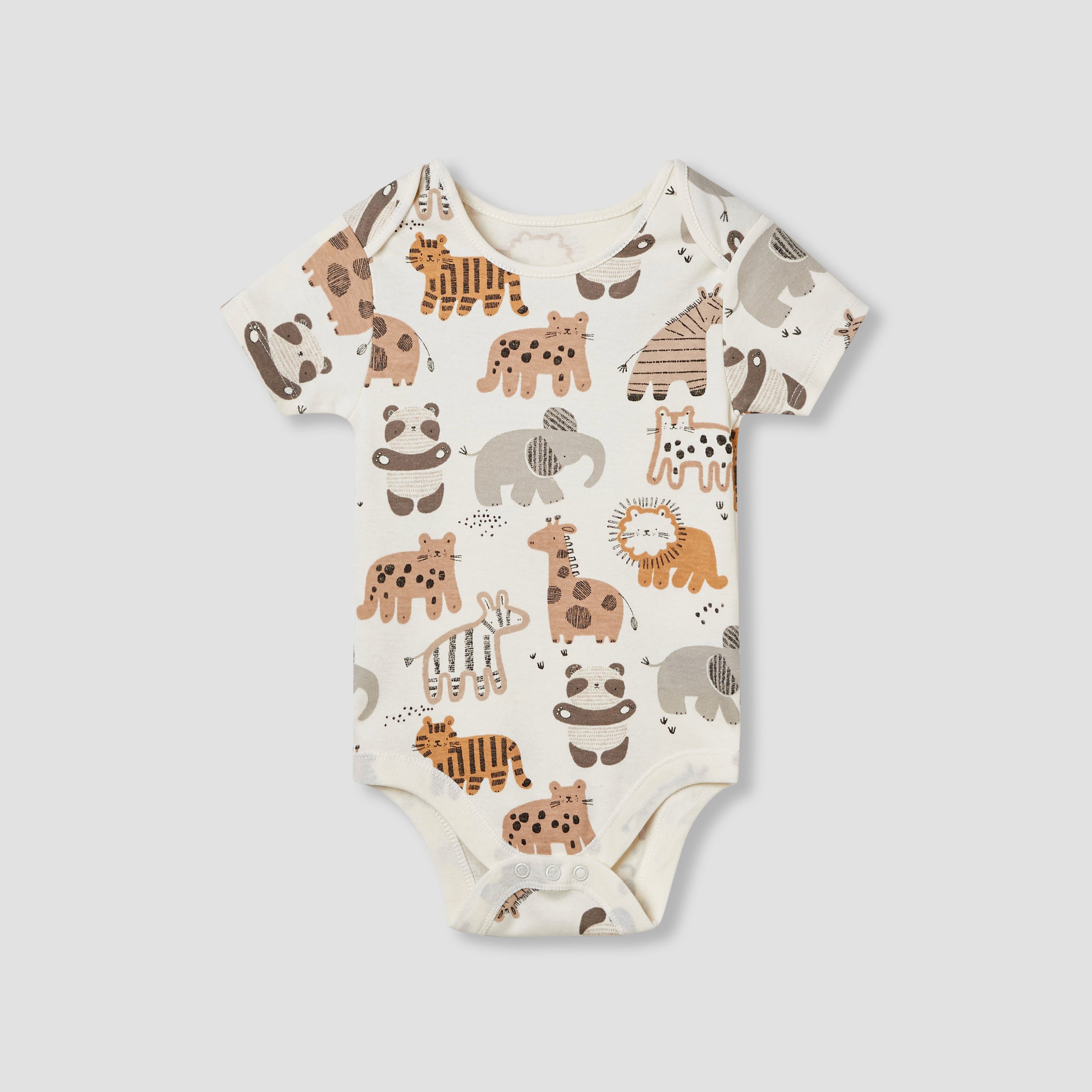 Juniors Printed Bodysuit with Short Sleeves and Button Closure - Set of 3
