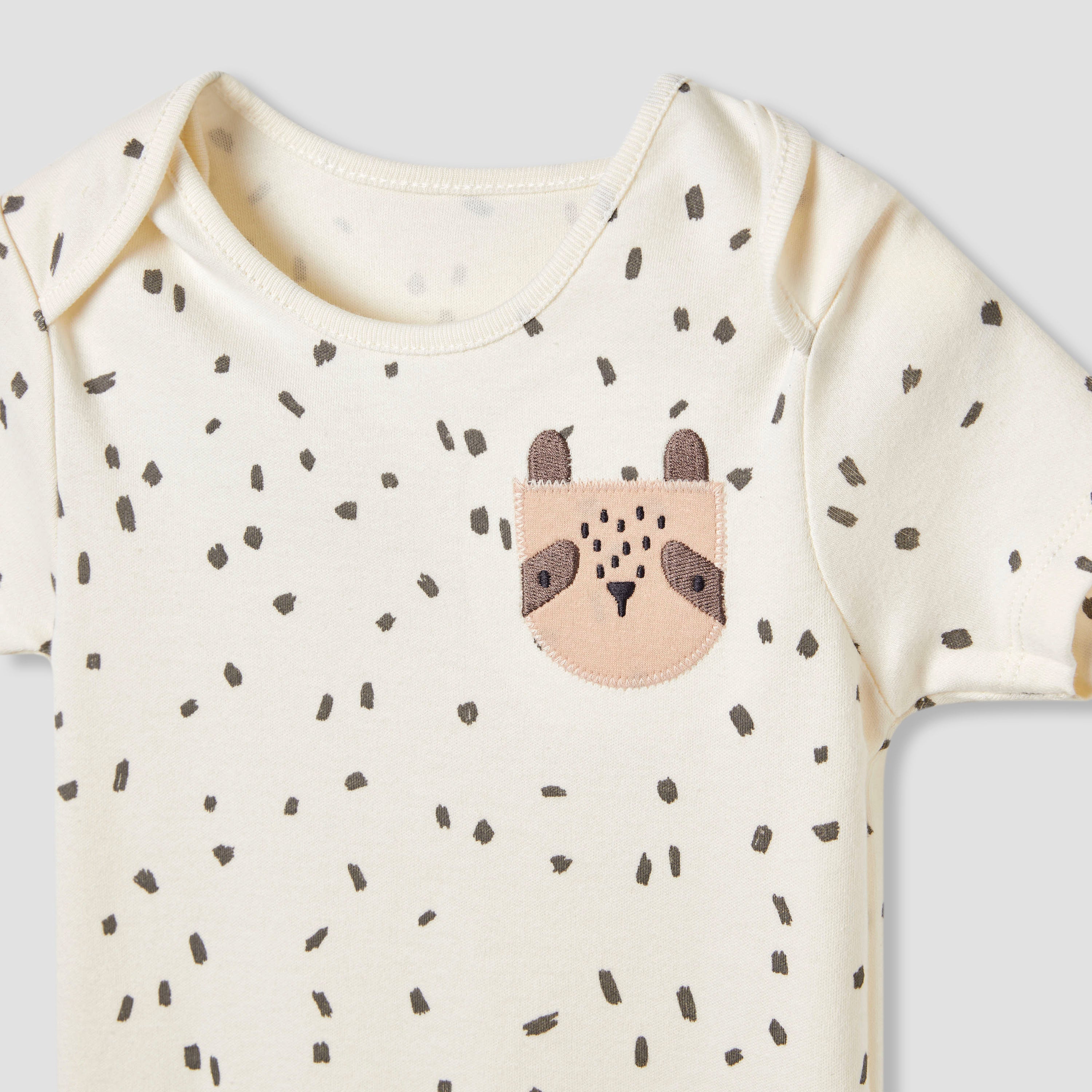 Juniors Printed Bodysuit with Short Sleeves and Button Closure - Set of 3