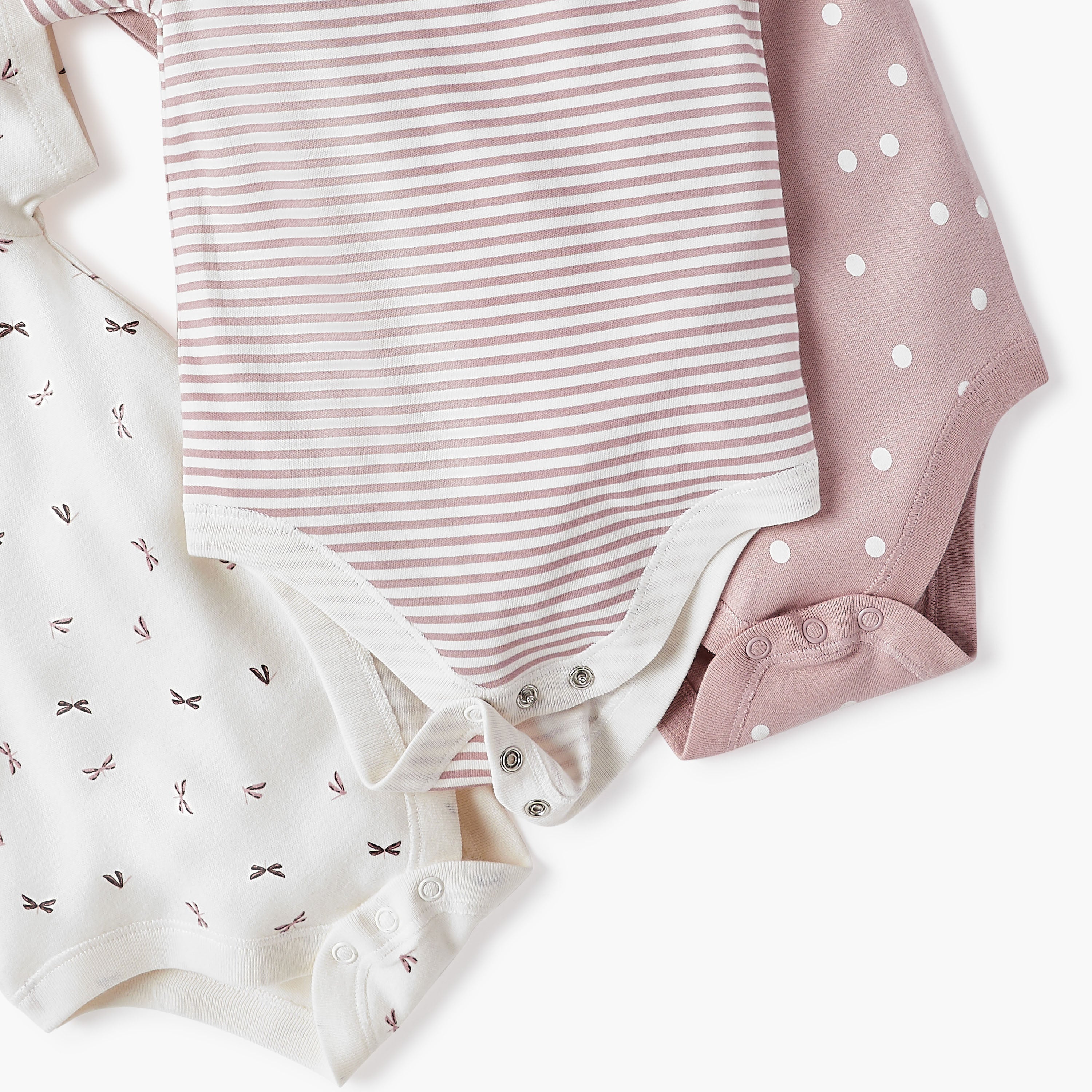 Juniors Animal Print Envelope Neck Bodysuit with Button Closure - Set of 3