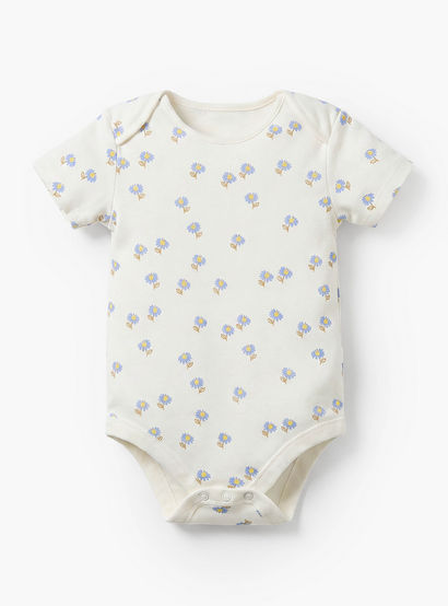 Pack of 3 Juniors Cotton Crew Neck Short Sleeves Bodysuit with Floral Print-baby-girls-clothing-bodysuits-image-7