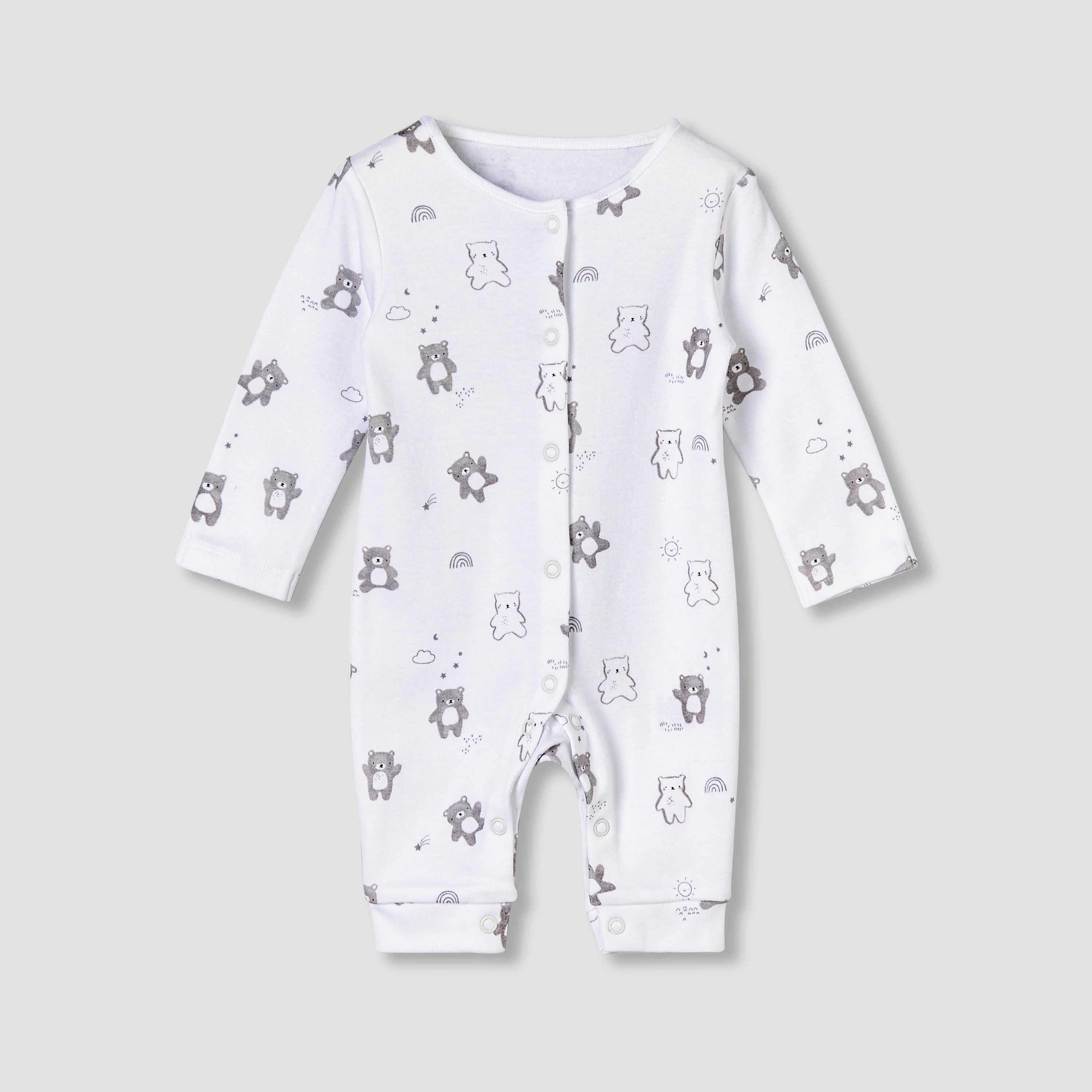 Pack of 3 Juniors Round Neck Long Sleeves Sleepsuit with Print