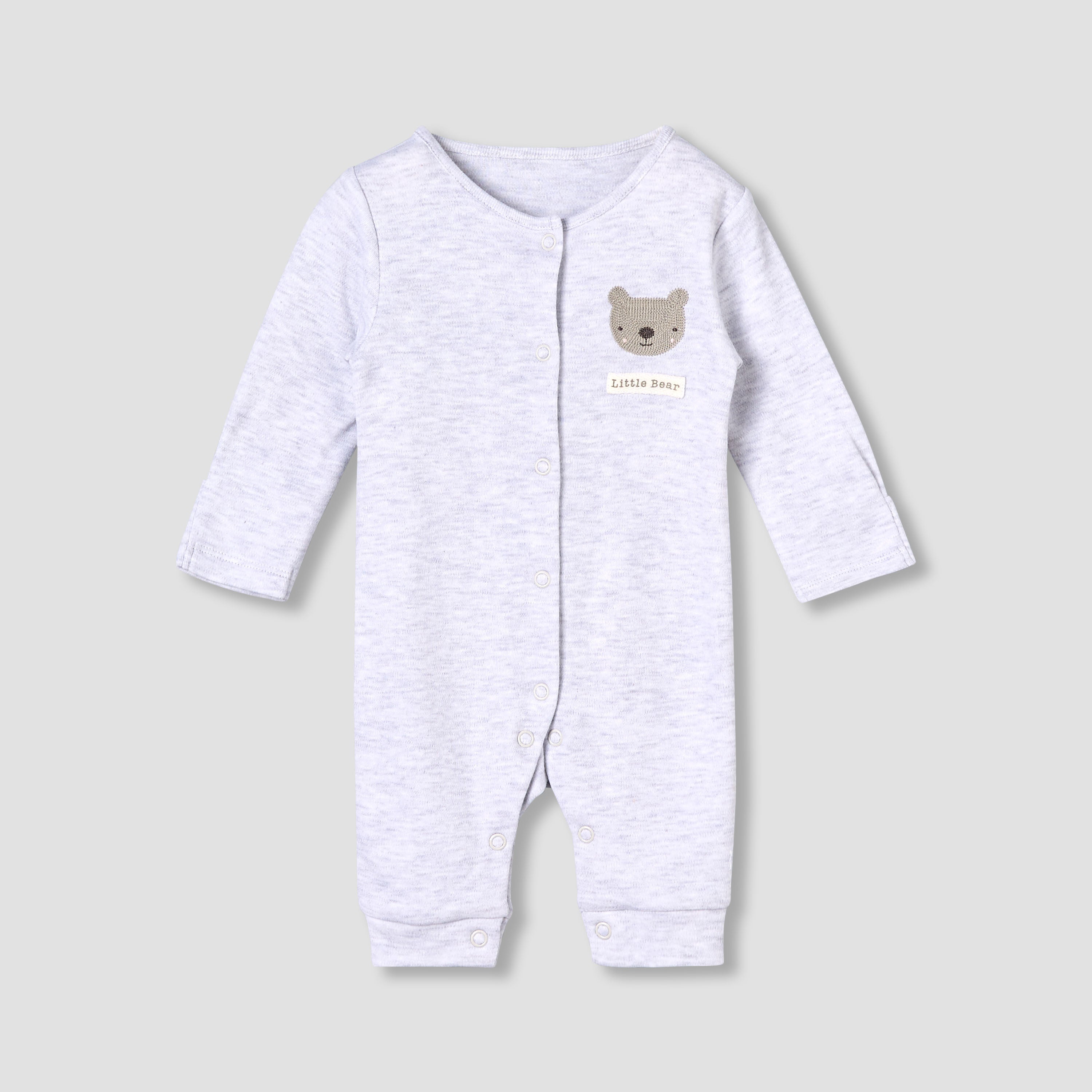 Pack of 3 Juniors Round Neck Long Sleeves Sleepsuit with Print