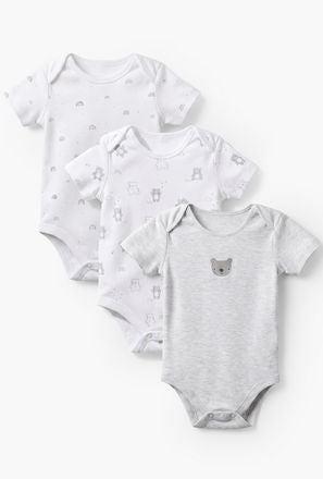 Pack of 3 Juniors Round Neck Short Sleeves Bodysuit with Snap Button Closure