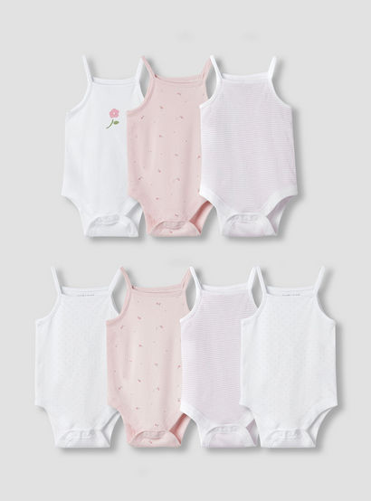 Juniors Assorted Sleeveless Bodysuits - Set of 7-baby-girls-clothing-bodysuits-image-1