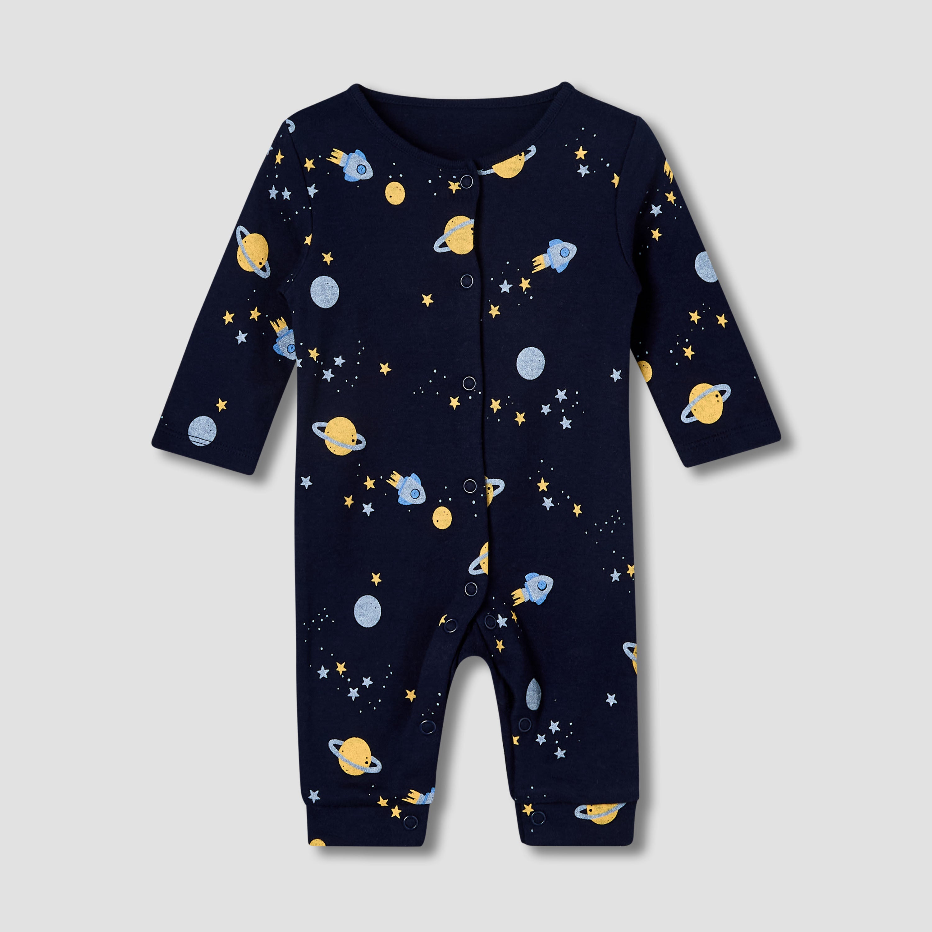 Pack of 5 Juniors Cotton Round Neck Long Sleeves Sleepsuit with Print