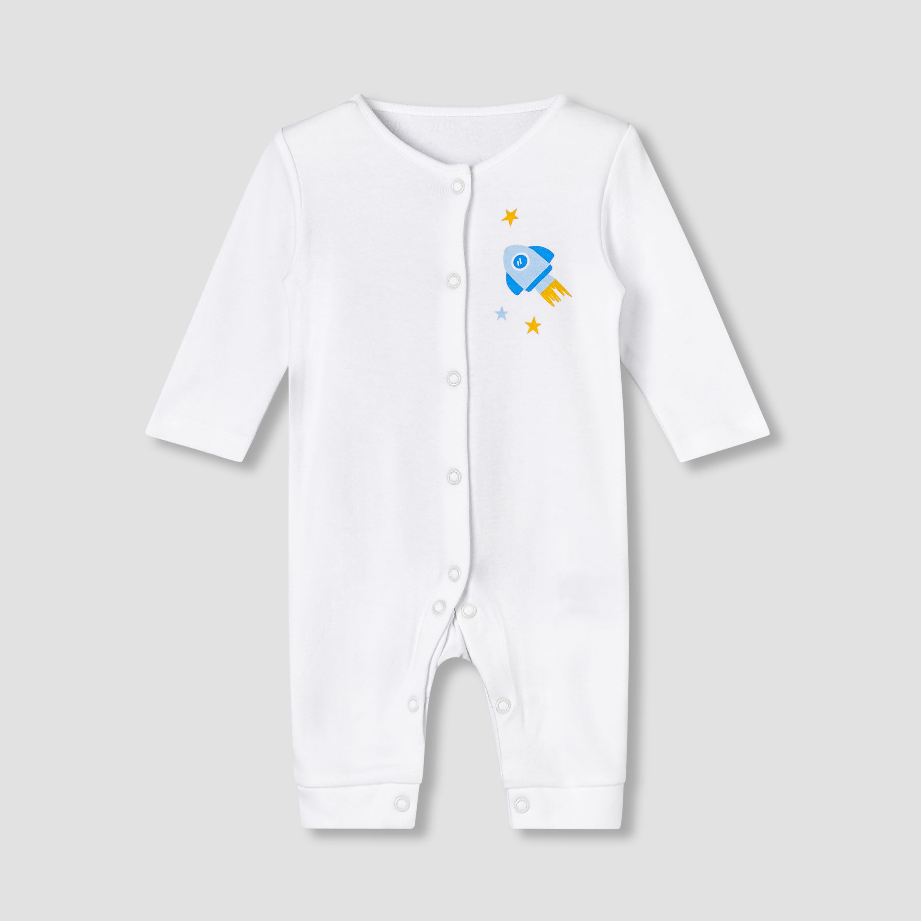 Pack of 5 Juniors Cotton Round Neck Long Sleeves Sleepsuit with Print
