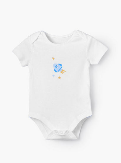 Pack of 5 Juniors Crew Neck Short Sleeves Bodysuit with Rocket Print-baby-boys-clothing-bodysuits-image-3