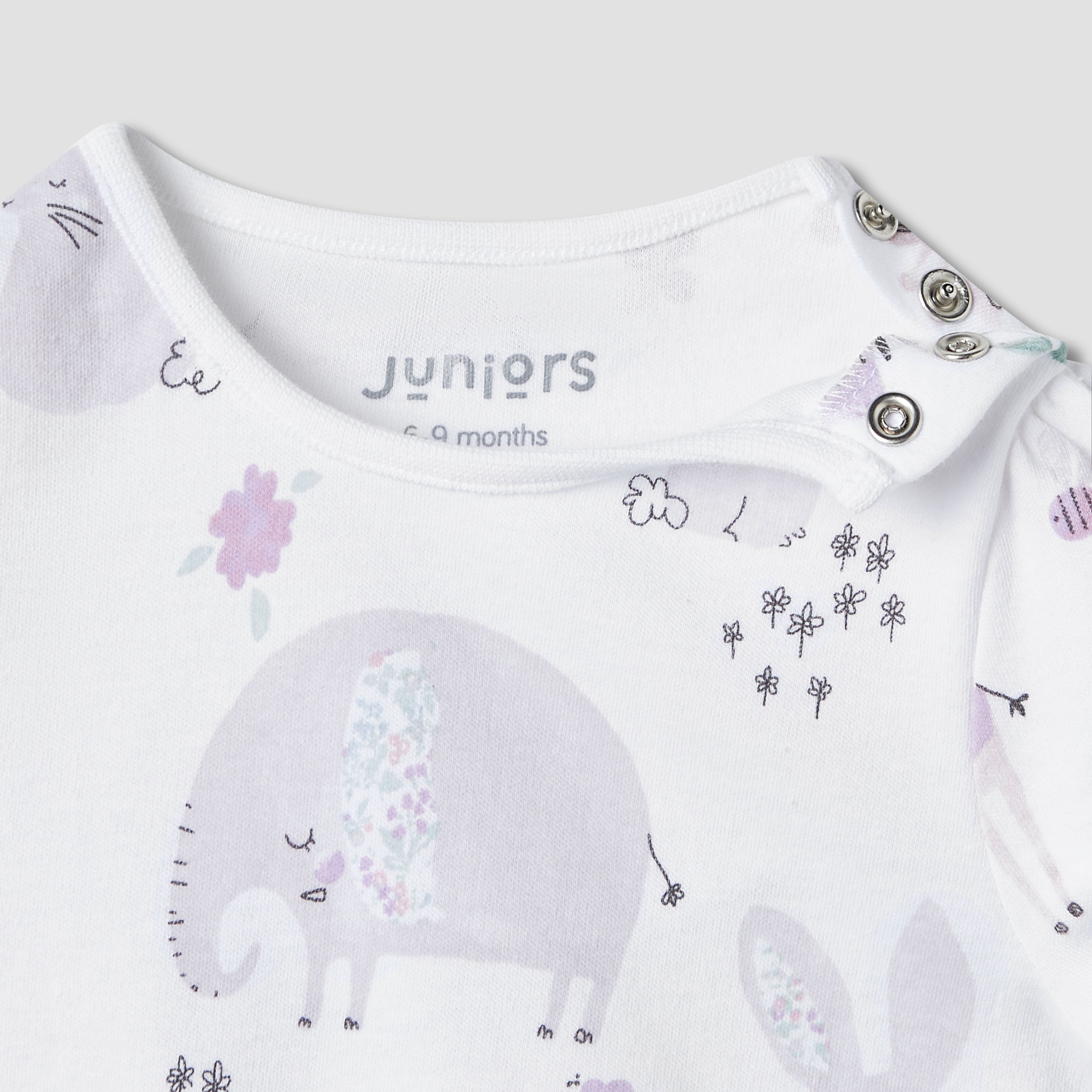 Juniors Animal Print Romper with Short Sleeves - Set of 2