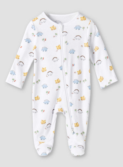 Pack of 3 Juniors Organic Cotton Crew Neck Long Sleeves Sleepsuit with Print-baby-boys-clothing-nightwear-sleepsuits-image-3