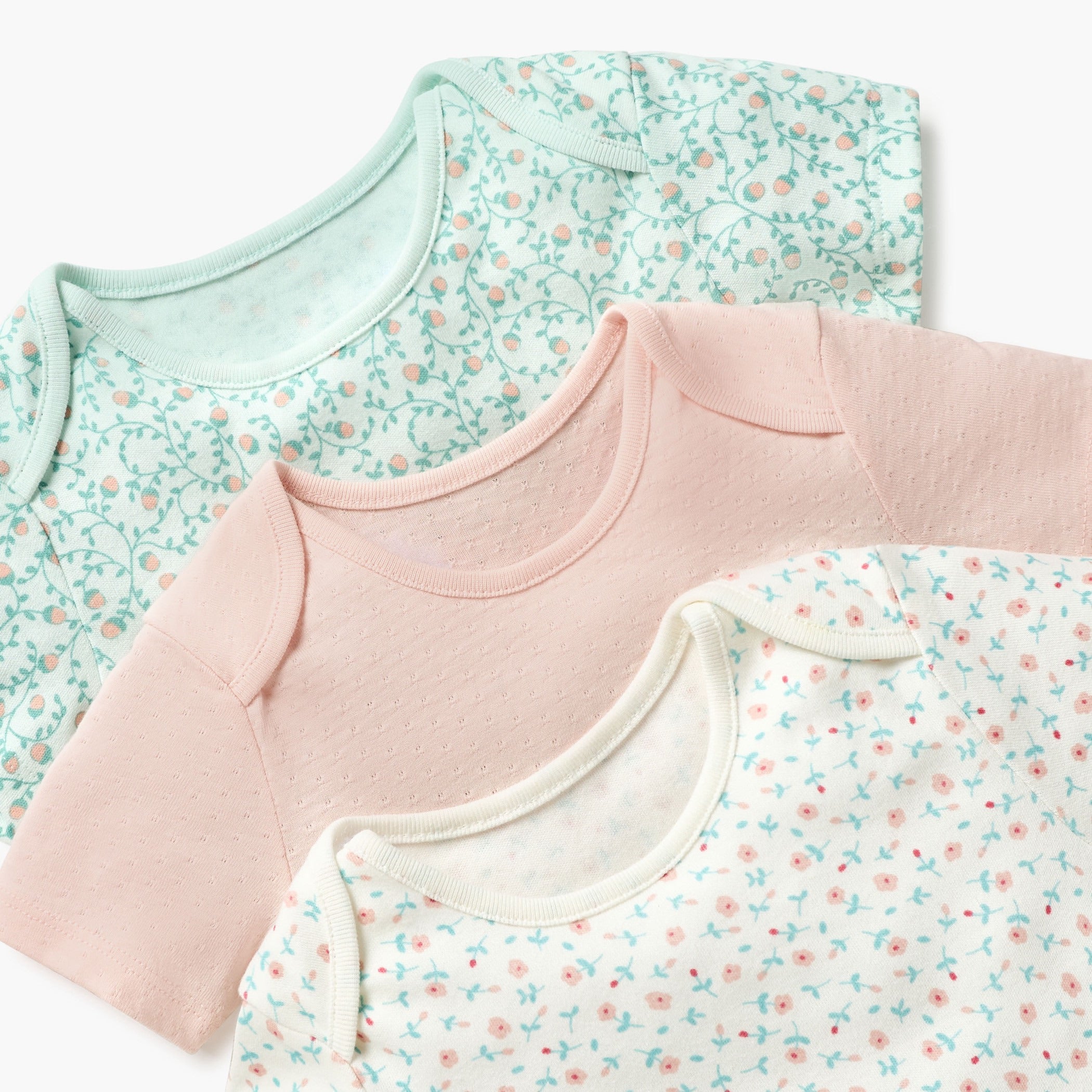 Juniors Assorted Bodysuit with Short Sleeves and Button Closure - Set of 3