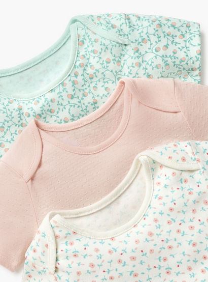 Juniors Assorted Bodysuit with Short Sleeves and Button Closure - Set of 3-baby-girls-clothing-bodysuits-image-5