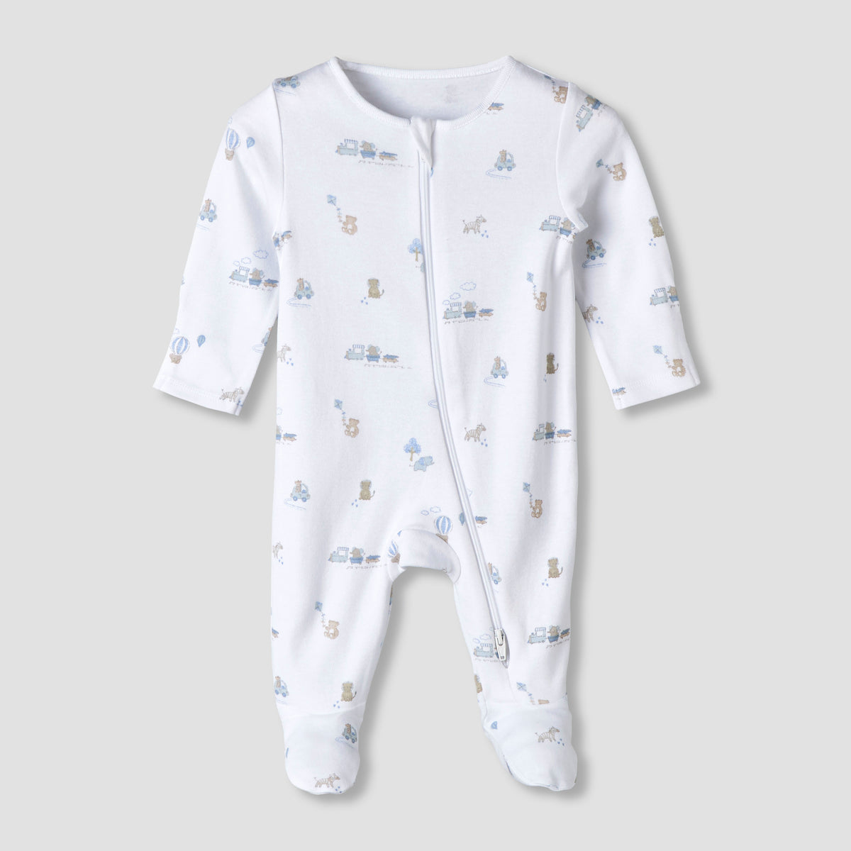 Pack of 3 Juniors Organic Cotton Round Neck Long Sleeves Sleepsuit with Print