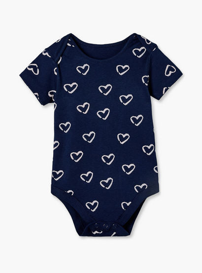 Pack of 3 Juniors Cotton Crew Neck Short Sleeves Bodysuit with Heart Print-baby-girls-clothing-bodysuits-image-4