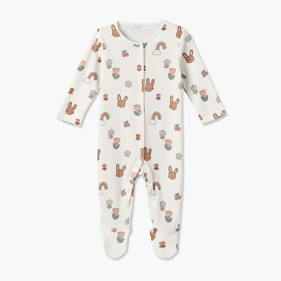 Pack of 3 Juniors Cotton Crew Neck Long Sleeve Sleepsuit with Bunny Print