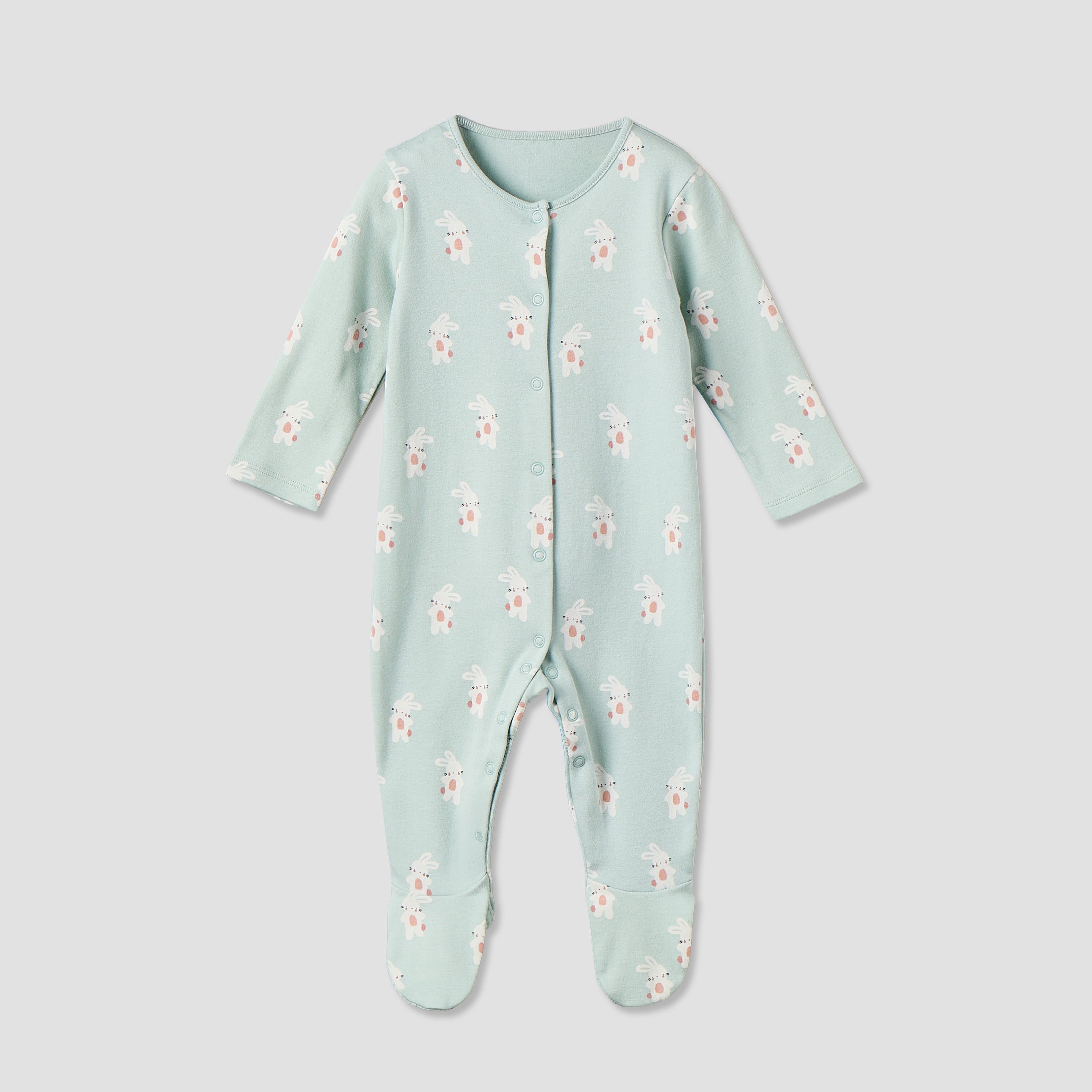 Pack of 3 Juniors Cotton Crew Neck Long Sleeve Sleepsuit with Bunny Print
