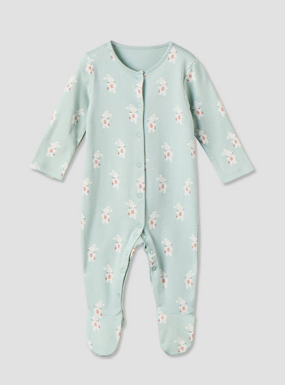 Pack of 3 Juniors Cotton Crew Neck Long Sleeve Sleepsuit with Bunny Print-baby-girls-clothing-nightwear-sleepsuits-image-4