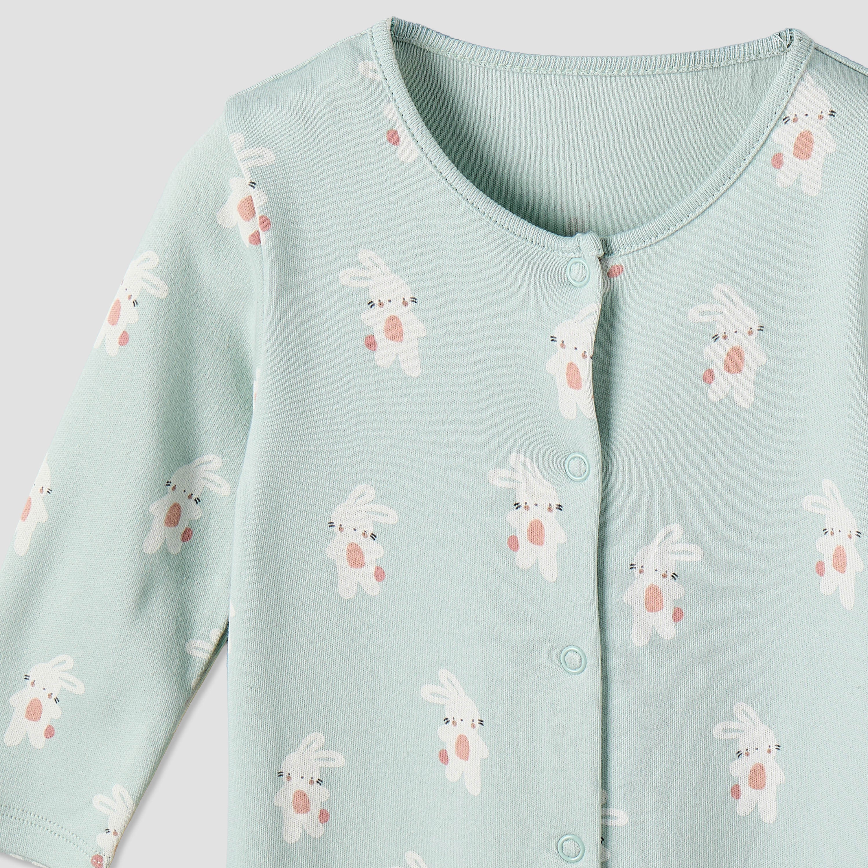 Pack of 3 Juniors Cotton Crew Neck Long Sleeve Sleepsuit with Bunny Print