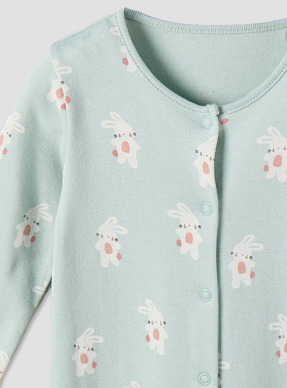 Pack of 3 Juniors Cotton Crew Neck Long Sleeve Sleepsuit with Bunny Print-baby-girls-clothing-nightwear-sleepsuits-image-6