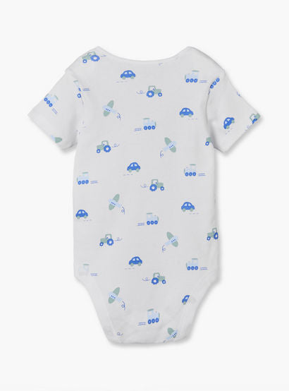 Pack of 3 Juniors Cotton Crew Neck Short Sleeves Bodysuit with Construction Vehicles Print-baby-boys-clothing-bodysuits-image-6