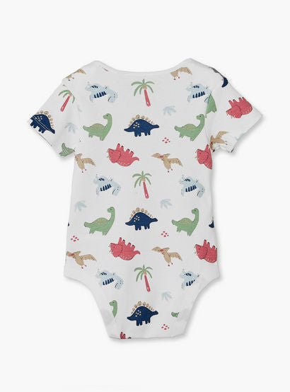 Pack of 3 Juniors Cotton Crew Neck Short Sleeves Bodysuit with Dinosaur Print-baby-boys-clothing-bodysuits-image-6