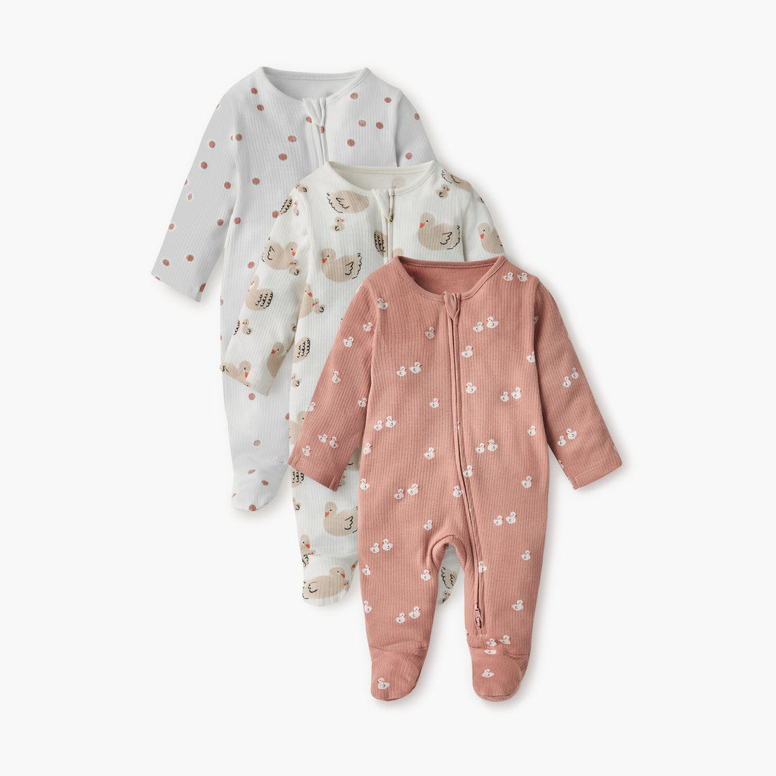 Juniors Printed Sleepsuit with Zip Closure and Long Sleeves - Set of 3 - Multicolour / 12-18 mths