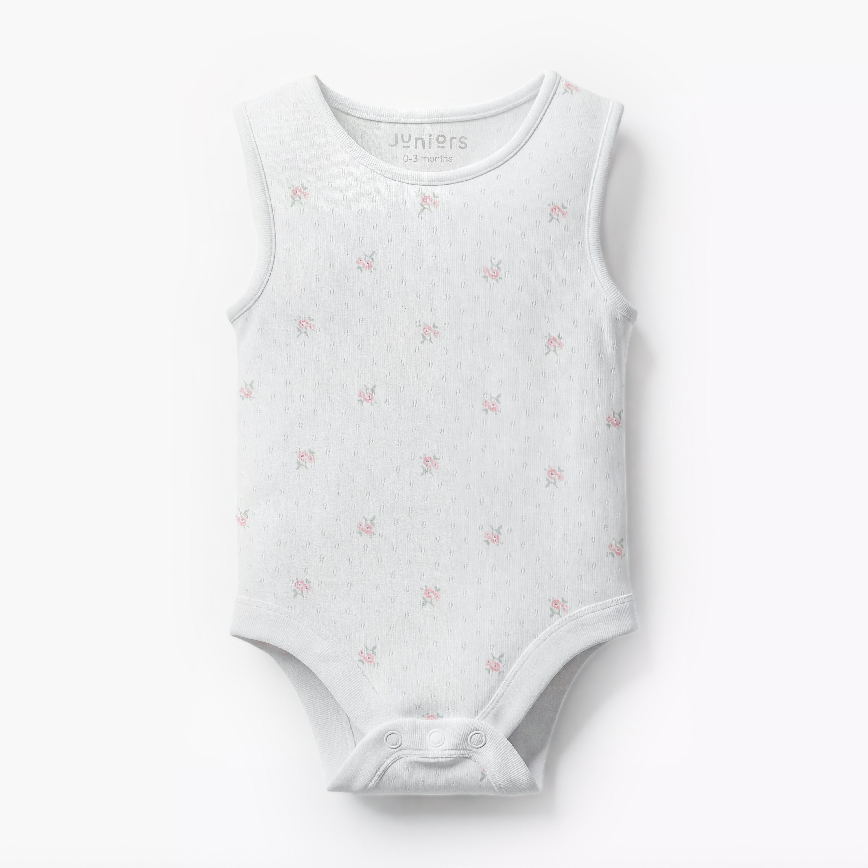Pack of 7 Juniors Cotton Round Neck Sleeveless Bodysuit with Snap Button Closure