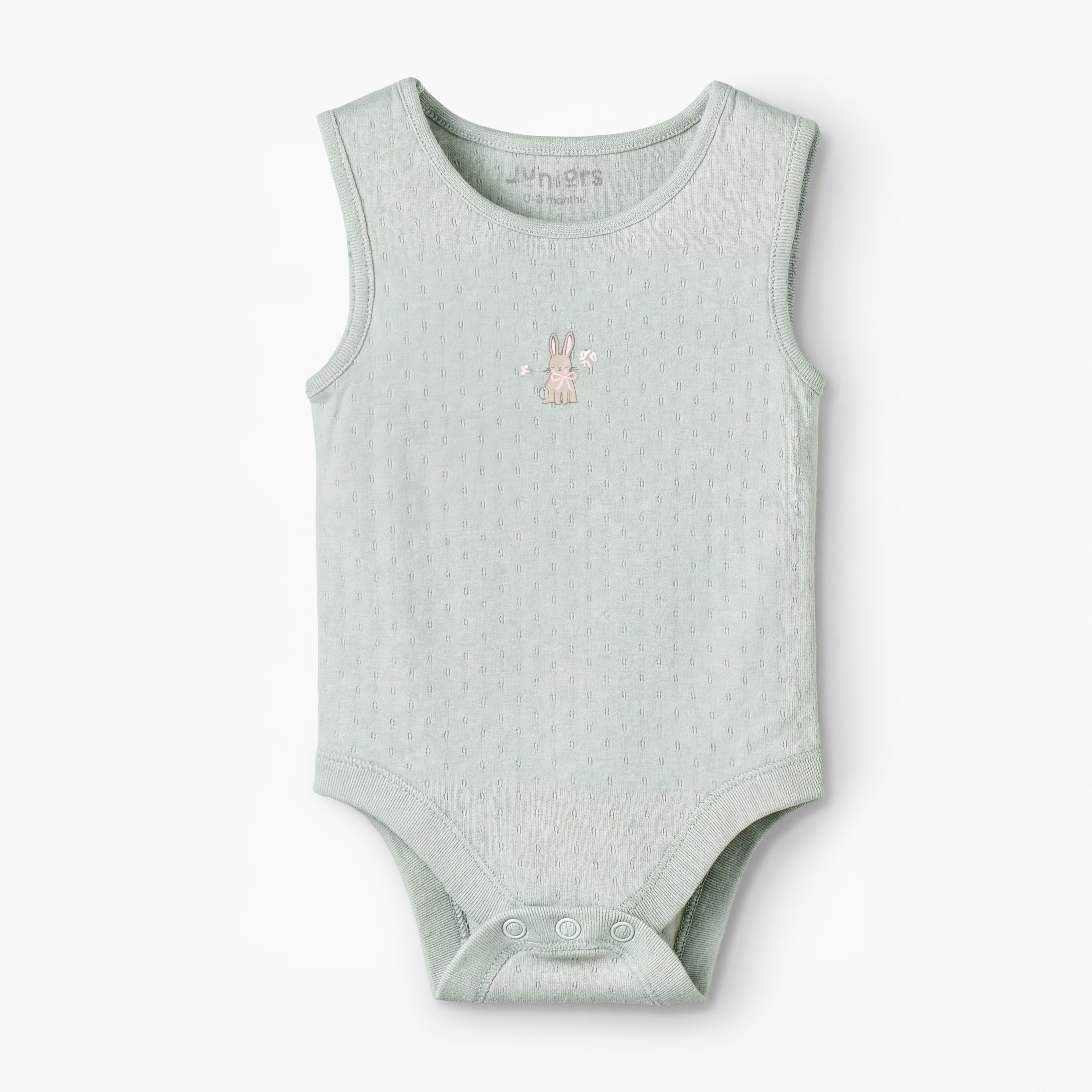 Pack of 7 Juniors Cotton Round Neck Sleeveless Bodysuit with Snap Button Closure