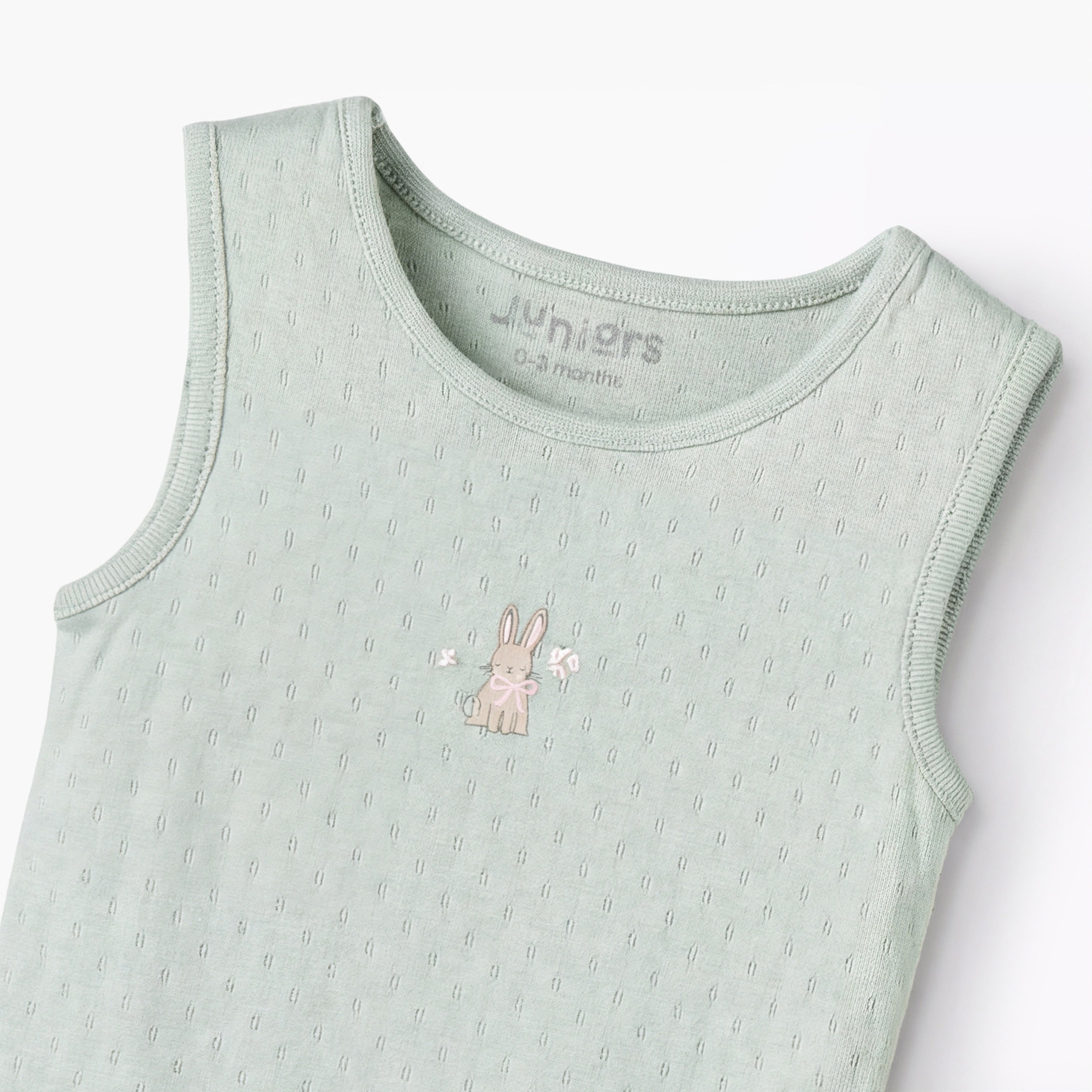 Pack of 7 Juniors Cotton Round Neck Sleeveless Bodysuit with Snap Button Closure