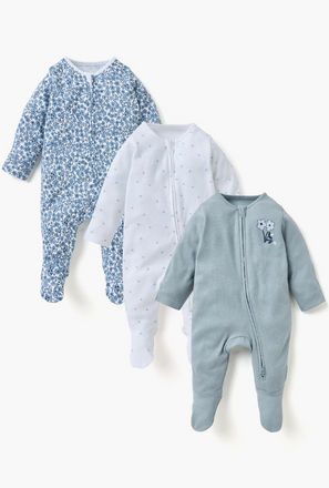 Juniors Assorted Sleepsuit with Long Sleeves and Zip Closure - Set of 3